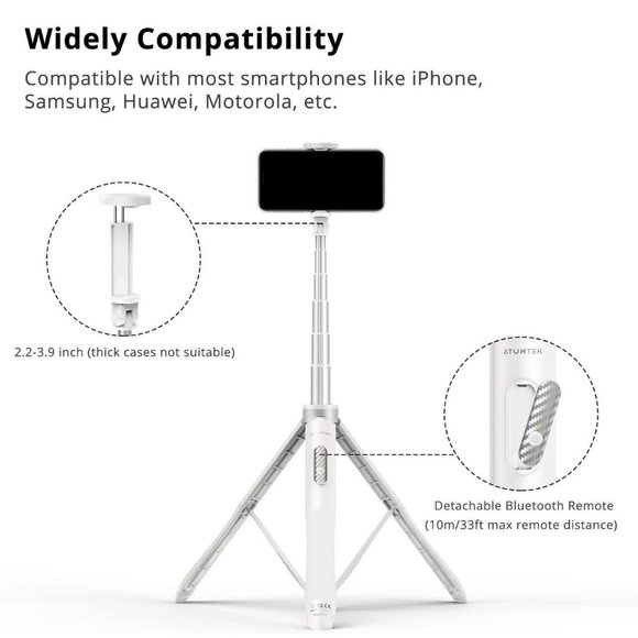 All In One Extendable Tripod Selfie Stick Stand with Adjustable Rods - New - Picture 3 of 4